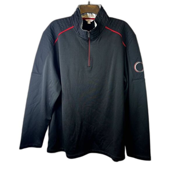 Calvin Klein Black 1/4 Zip Fleece Pullover Red Trim Mens Size XXL - Picture 1 of 11